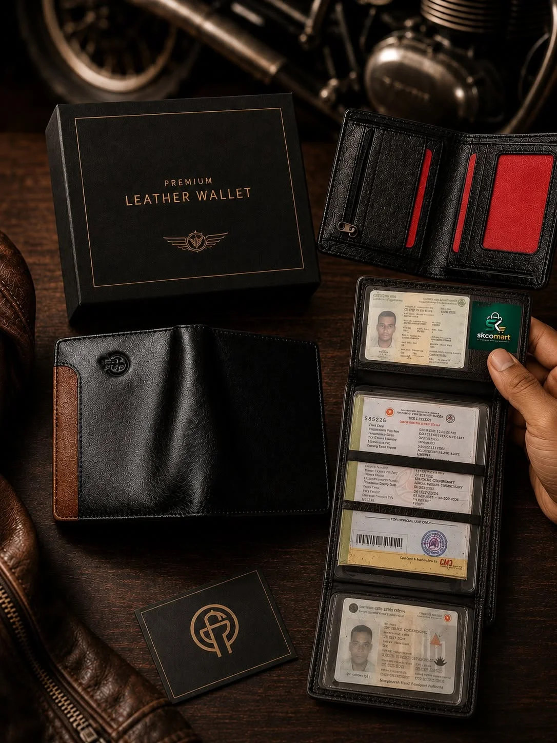 Premium Motorcycle Document Holder  Leather Wallet