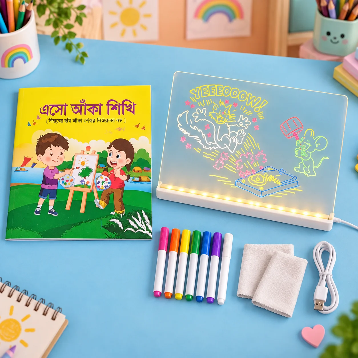 Combo Package-Magic Glow Kids Drawing Board