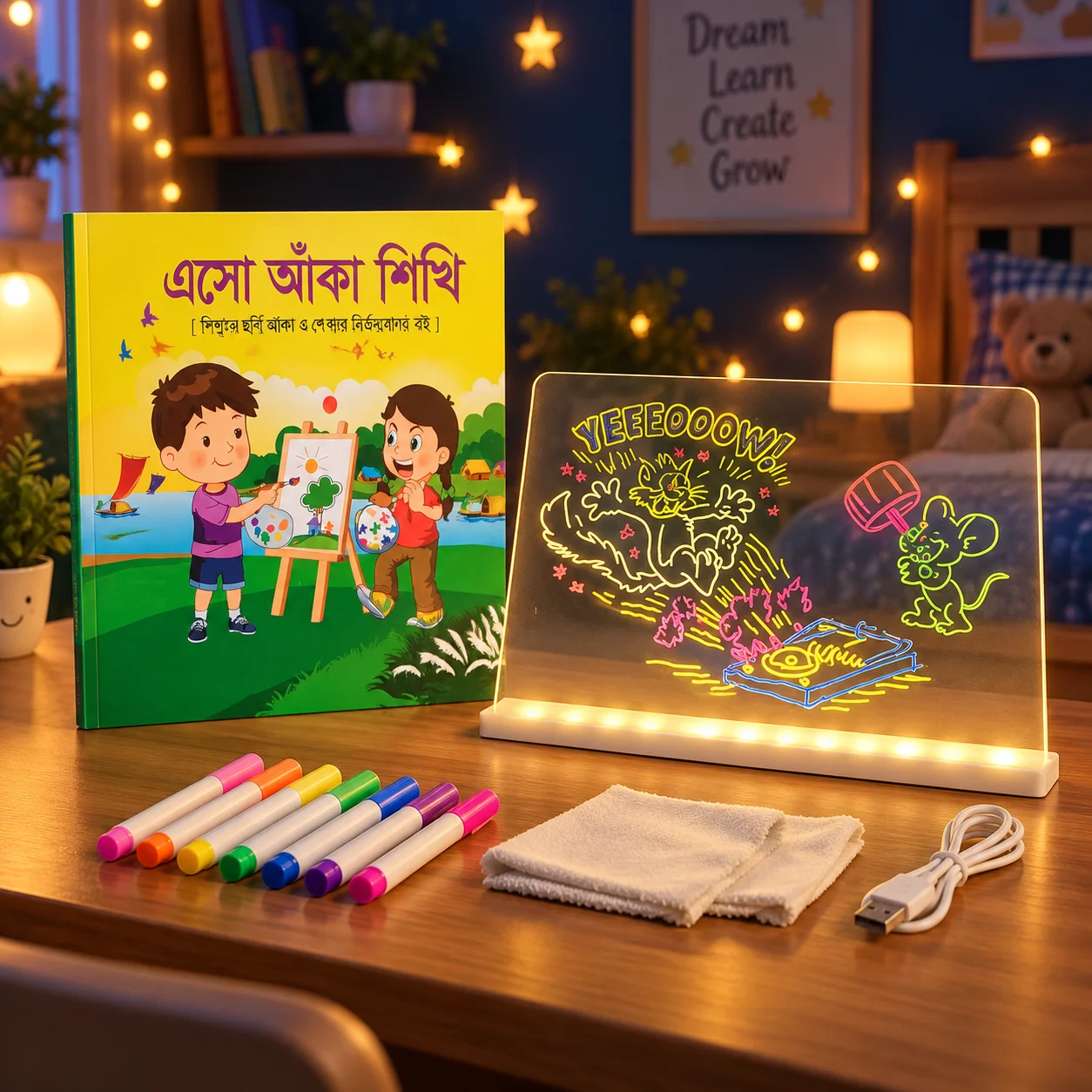 Combo Package-Magic Glow Kids Drawing Board